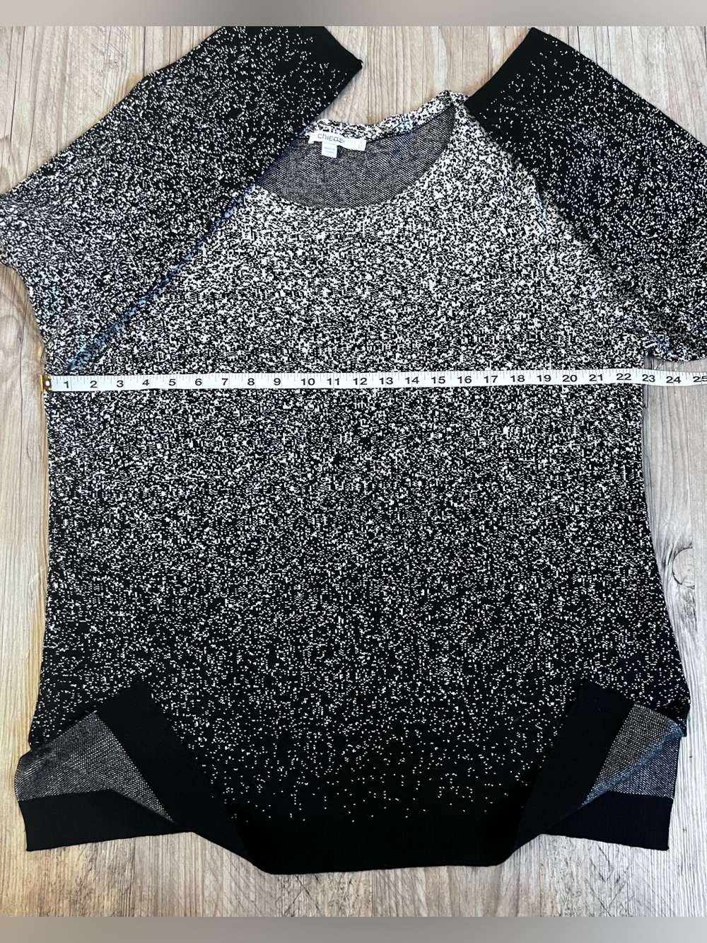 Chicos Zenergy Luxe Cashmere Blend Sweater Womens 3 XL Black White Ombre Knit - Picture 4 of 11